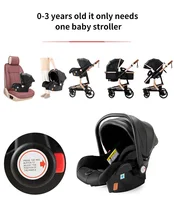 Poussette de luxe 3-en-1 en cuir PU imperméable pour nouveau-né avec siège auto, poussette portable, landau de voyage pliable 4
