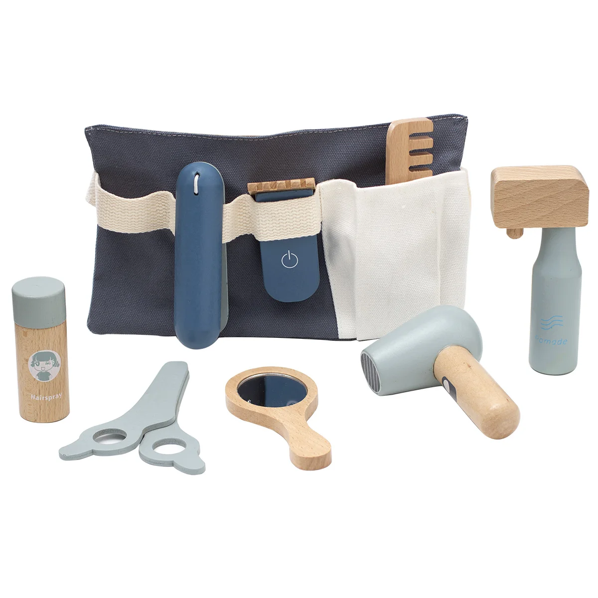 Play House Toys Children's simulation barber set early education wooden simulation hair dryer role-play