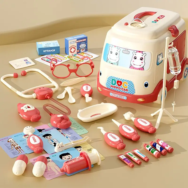 

Simulation Doctor Nurse Toy Set Kids Pretend Play Medical Box Playing House Trolley Box Girl Stethoscope Injection Children Gift