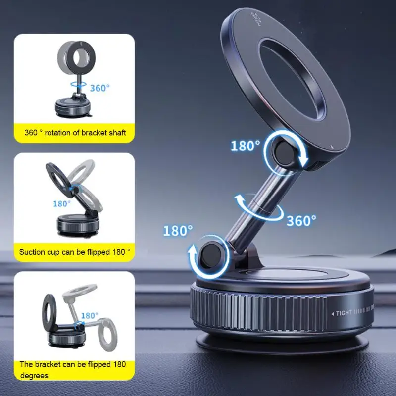 1PC Universal Folding Strong Magnet Magnetic Phone Holder 360°Rotation Desk Car Vacuum Suction Windshield Dashboard MobileHolder