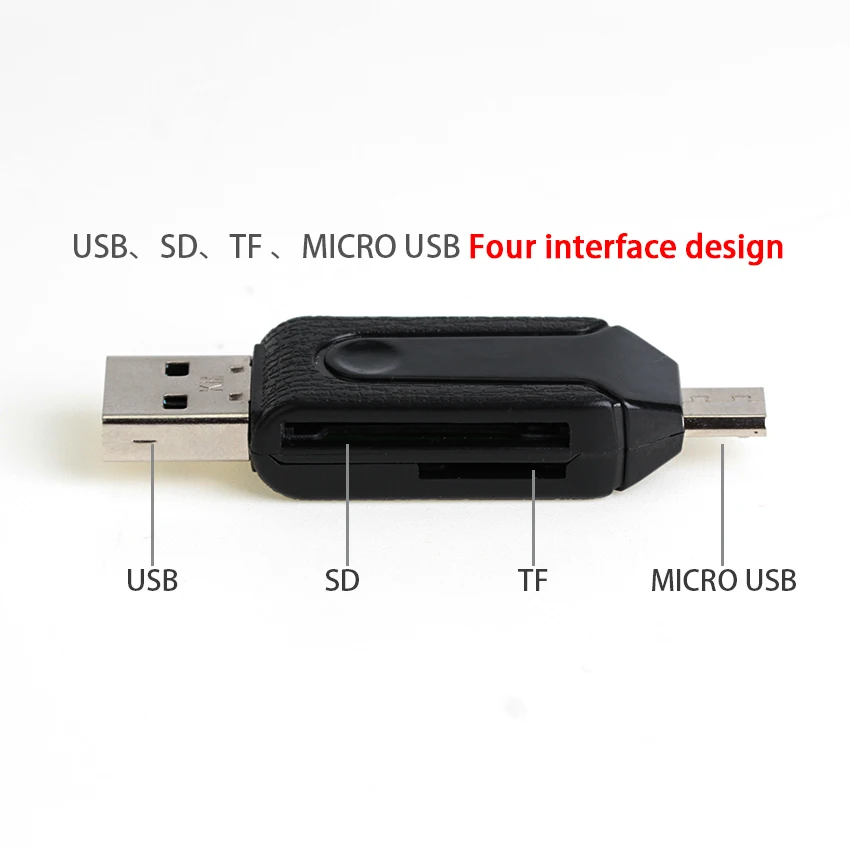 200pcs 2 in 1 USB OTG Card Reader Universal Micro Usb TF SD Card Reader Adapter for PC Phone Computer