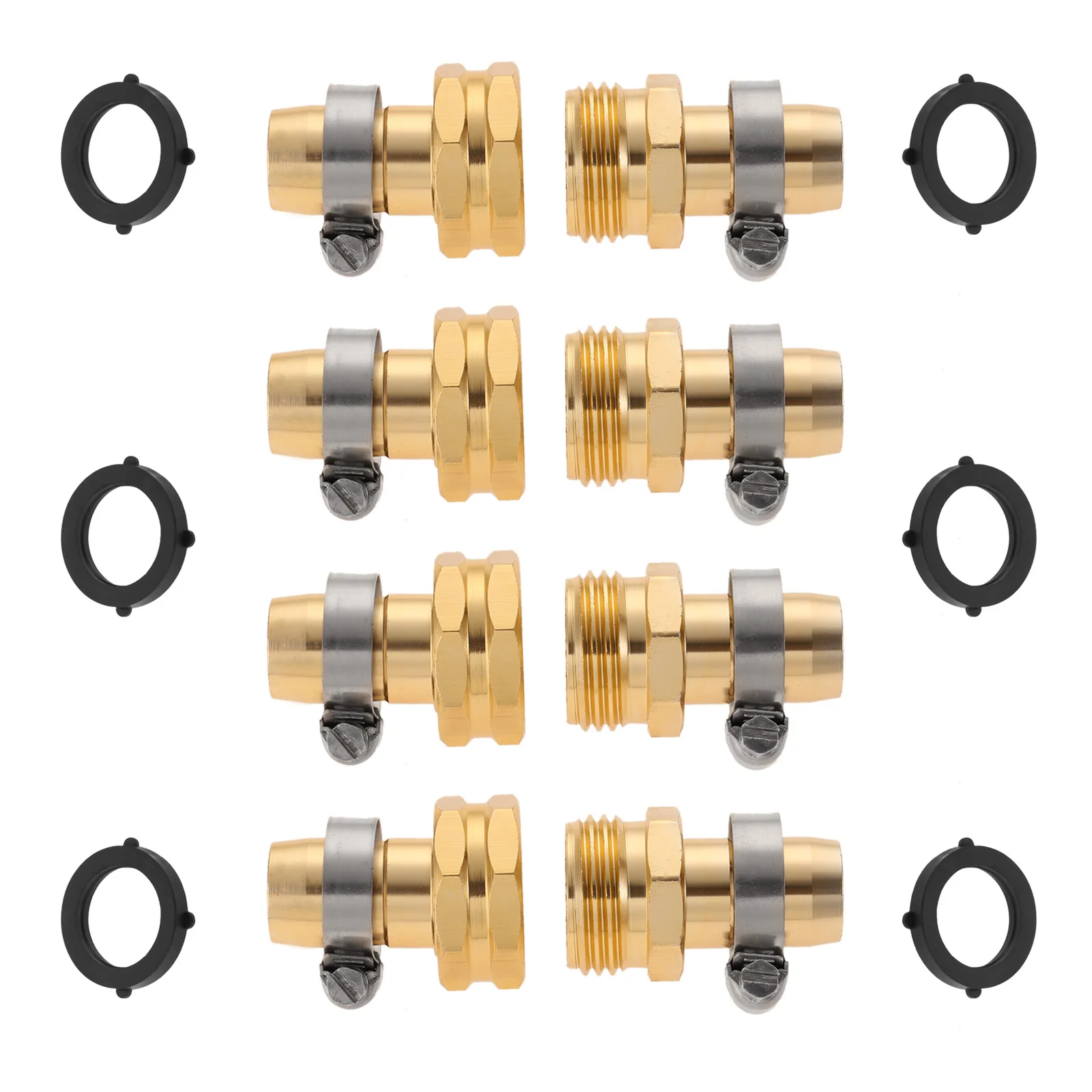 

4 Set Aluminum Garden Hose Repair Kit Fit 3/4 5/8 Hose Joint Hose Repairing Kit Hose Quick Connector Male Female Connector