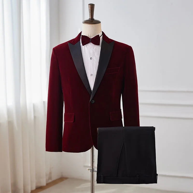 

XX396Red shirt autumn performance clothing men's stage suit wedding