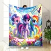 (Memo U Name) 6 Size Custom Name Blanket My Little Pony Print Suitable for Sofa, Bed, Travel,Office,Chair Car Camping for Gifts 2