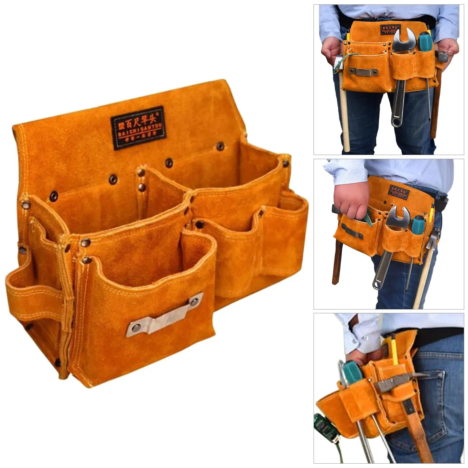 Retro Pouch Hardware Organizer Multipurpose Artificial Leather Portable Tool Bag Holder Waist