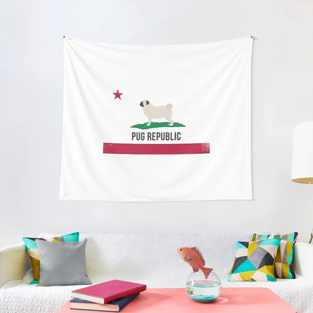 

Pug Republic California Republic Pug Flag Tapestry Bedroom Decor Decoration For Home Tapestry