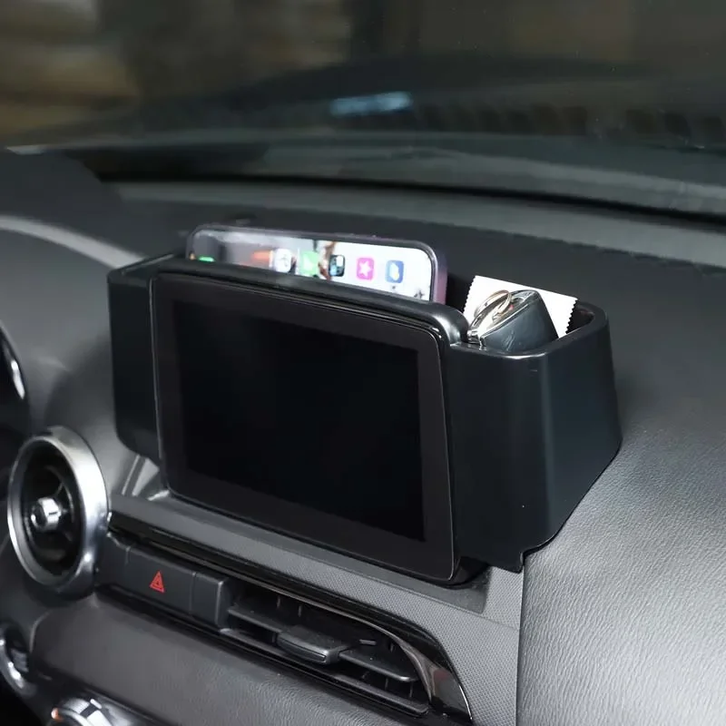 

For Mazda MX-5 2016-2023 ABS Black Car Central Control Navigation Screen Rear Storage Box Mobile Phone Tray Car Accessories