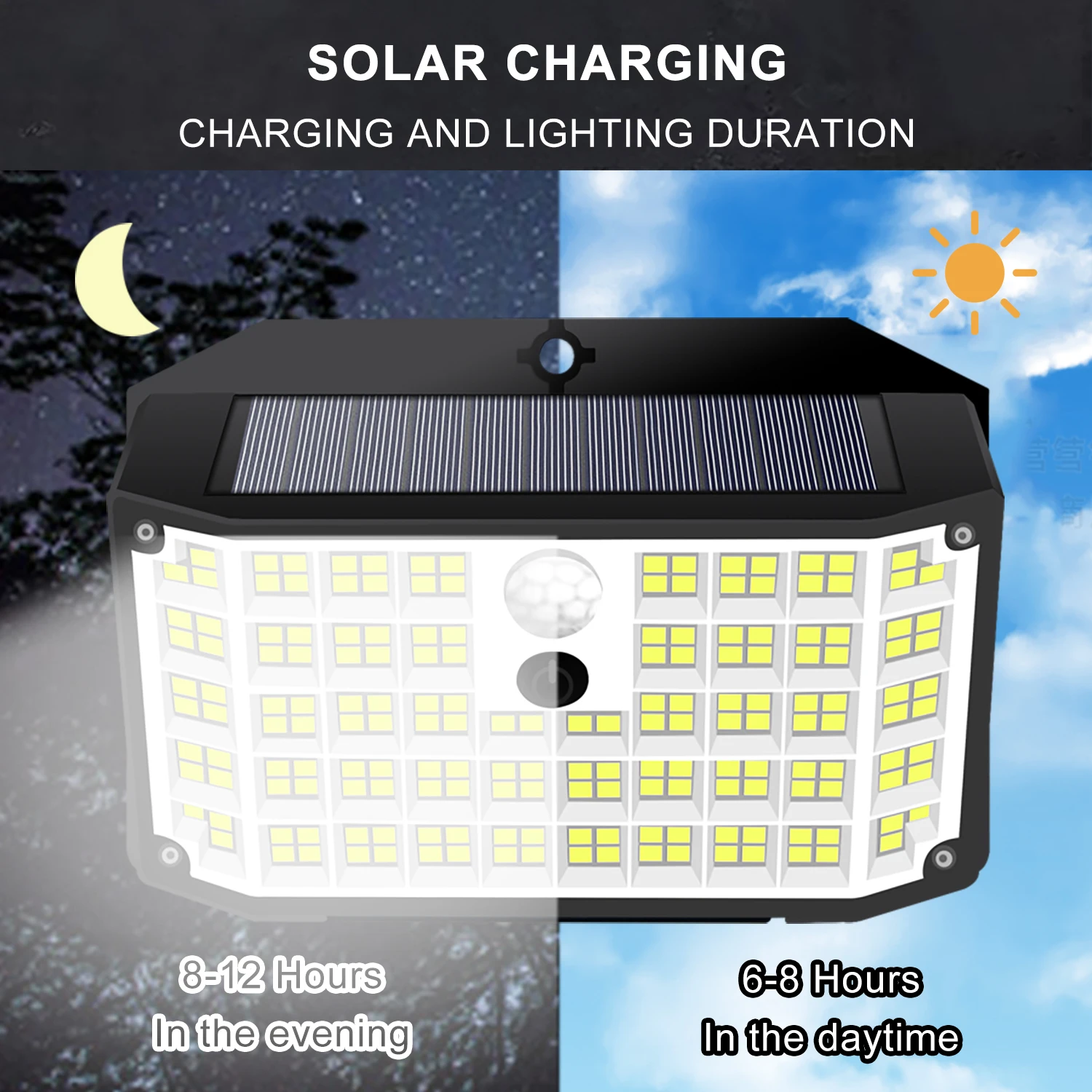 Solar Outdoor Lights 176 LED Solar Powered Motion Sensor Flood Lights IP65 Waterproof 3 Modes Wall Lamp For Outside Porch Yard 4