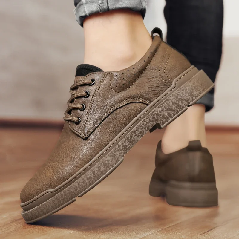 

Hot Selling Men's Retro Quality Soft Leather Oxford Shoe Shoes Casual Shoes Trend Fashion Tool Anti-slip Wearable Mens Low Shoes