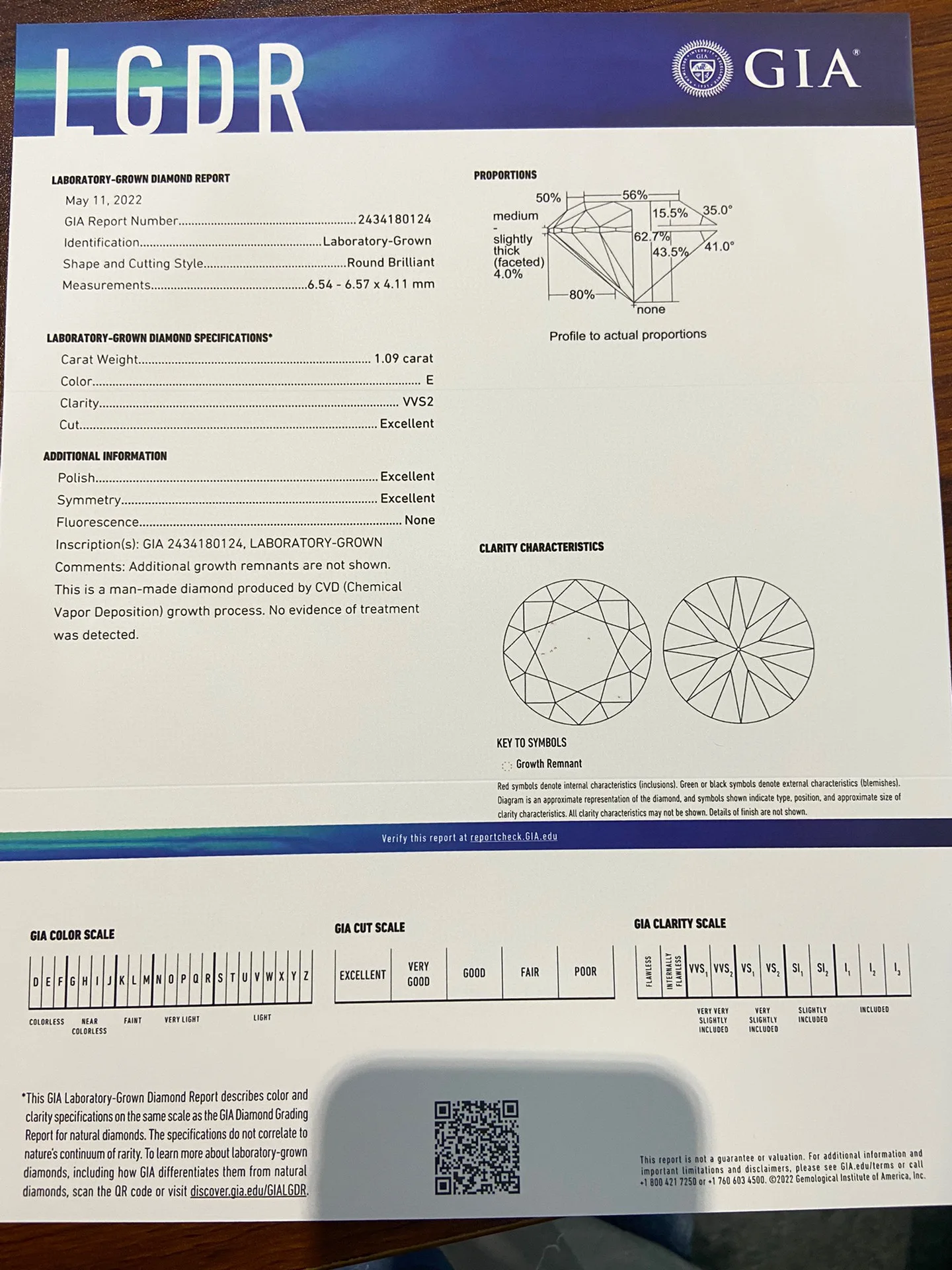 Certificato Gia Round Excelllent Cut 1.09Ct Vvs2 E Color Lab Grown Diamond Diamante Sciolto Aeaw Jerwrly