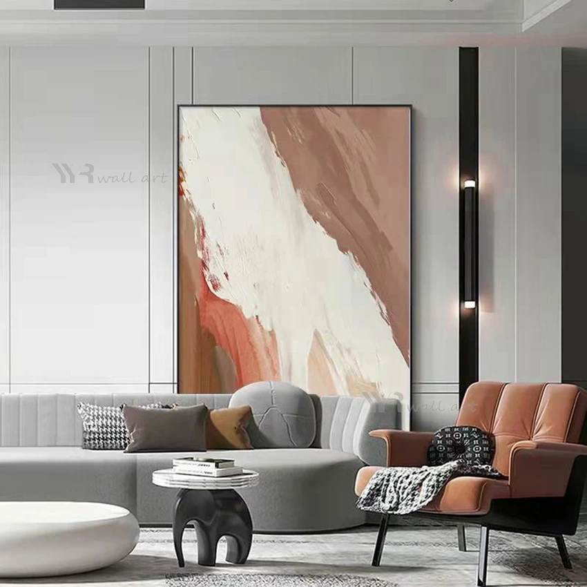 

Warm Color Art Deco Painting Abstract Handmade Canvas Oil Painting Modern Minimalist Wall Poster Living Room Bedroom Porch Mural