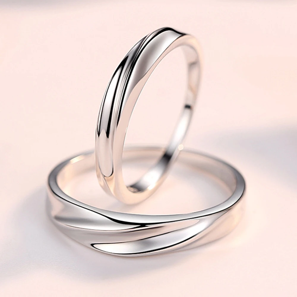 Daifuni 100% S925 Sterling Silver Shiny Couple Simple Ring For Women Men Wedding Jewelry Finger Fine Jewelry Fashion Gifts New 3