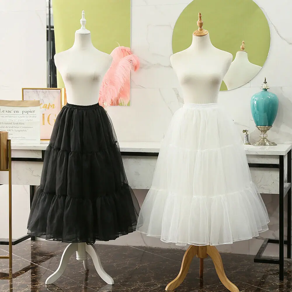 

80cm Girls Lolita Hoopless Underskirt Bustle Long Crinoline Petticoat Cosplay