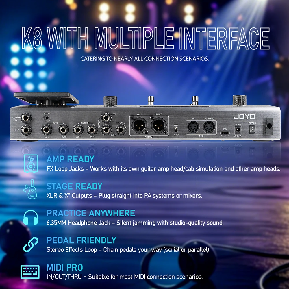 GEM BOX K8 Guitar Multi-Effects Processor Delay Reverb Effect Expression Pedal 6