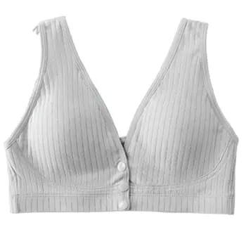 Widen Band Comfortable Nursing Sleep Bras Pure Cotton Button Front Gather Crop Top Soft Plus Size Maternity Underwear Women's