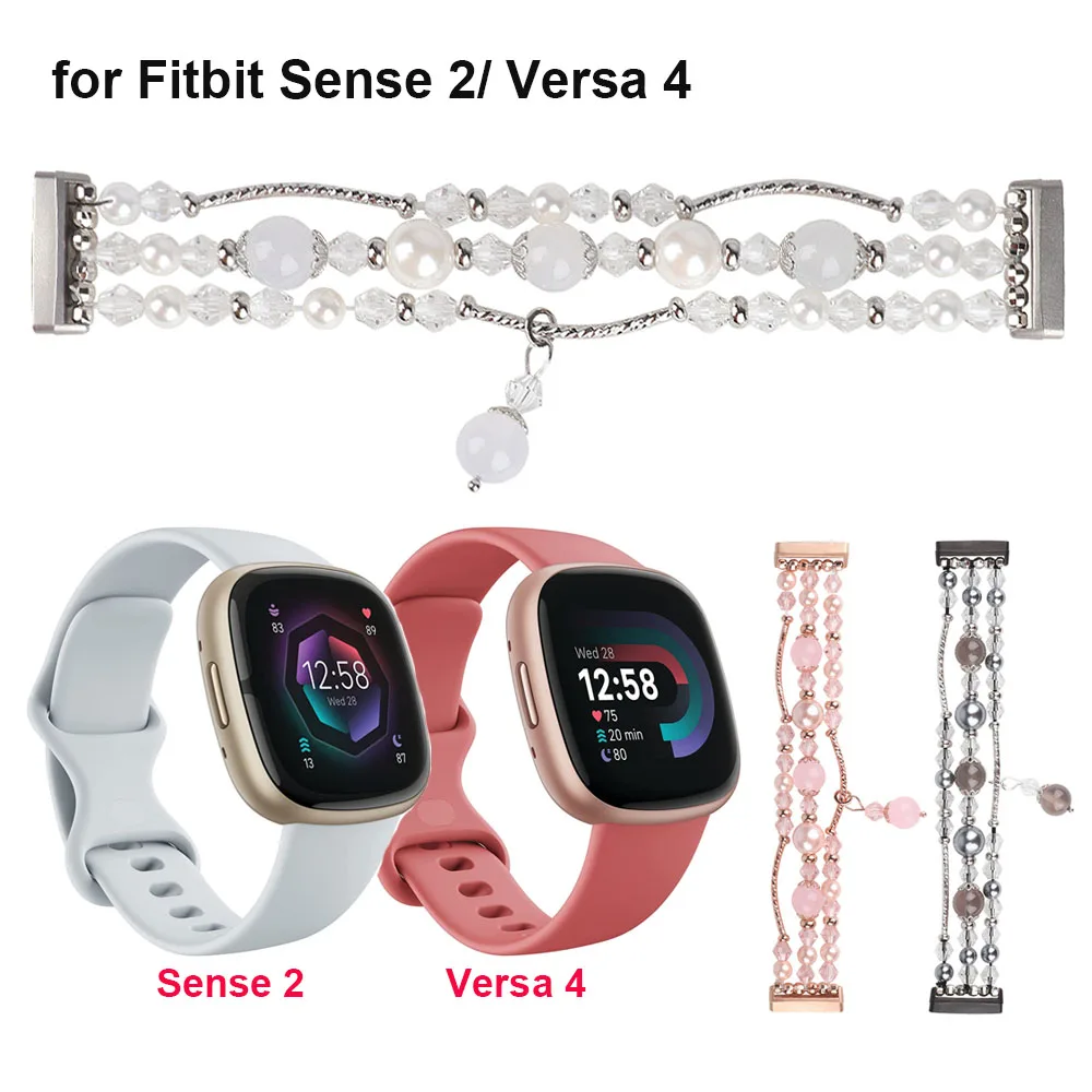 Braccialetto Smartwatch White Sense 2 Per Fitbit Sense2/ Versa 4 3 Cinturino Di Ricambio Per Cinturino Elastico Da Donna