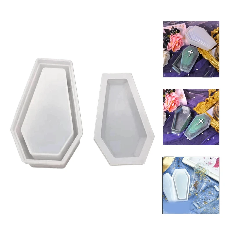 

Resin Crystal Epoxy Mold Coffin Trinket Box Silicone Mould Halloween Gothic Container DIY Crafts Making Tool