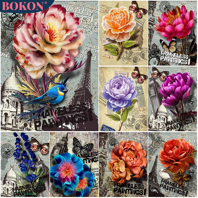 

Flower 5D Diamond Painting Rose Flower Butterfly Full Diamond Mosaic Diamond Embroidery Kit DIY Rhinestone Home Art Decoration