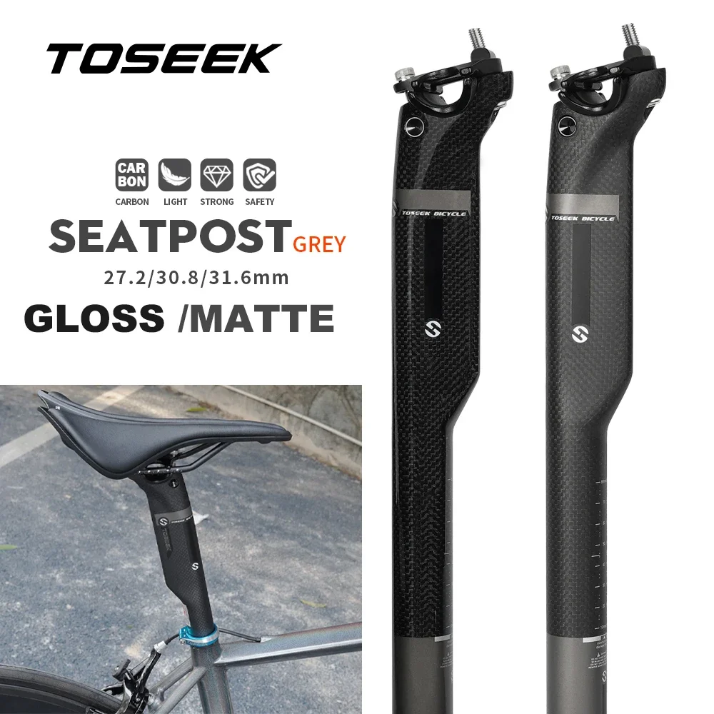 

TOSEEK Carbon Seatpost Mtb Bicycle Seat Offset 20mm Bike Seat Post 27.2/30.8/31.6 Seat for Bicycle Length 350/400mm Bike Parts