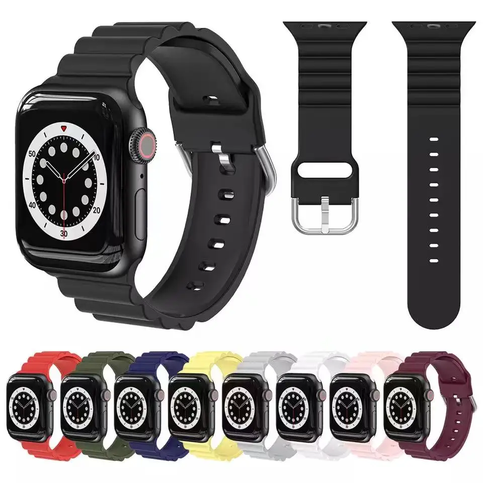 

Sport Silicone Strap For Apple Watch Ultra 8 7 45mm 41mm 49mm Business style wristband for iwatch 6 5 4 3 SE 44mm 42mm 40mm 38mm