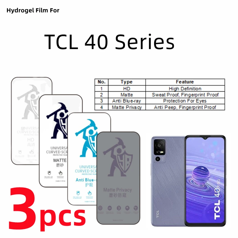 3Pcs Hd Hydrogel Film Per Tcl 40R Matte Screen Protector Per Tcl 40 Se Eye Care Blueray Anti Spy Privacy Pellicola Protettiva Opaca