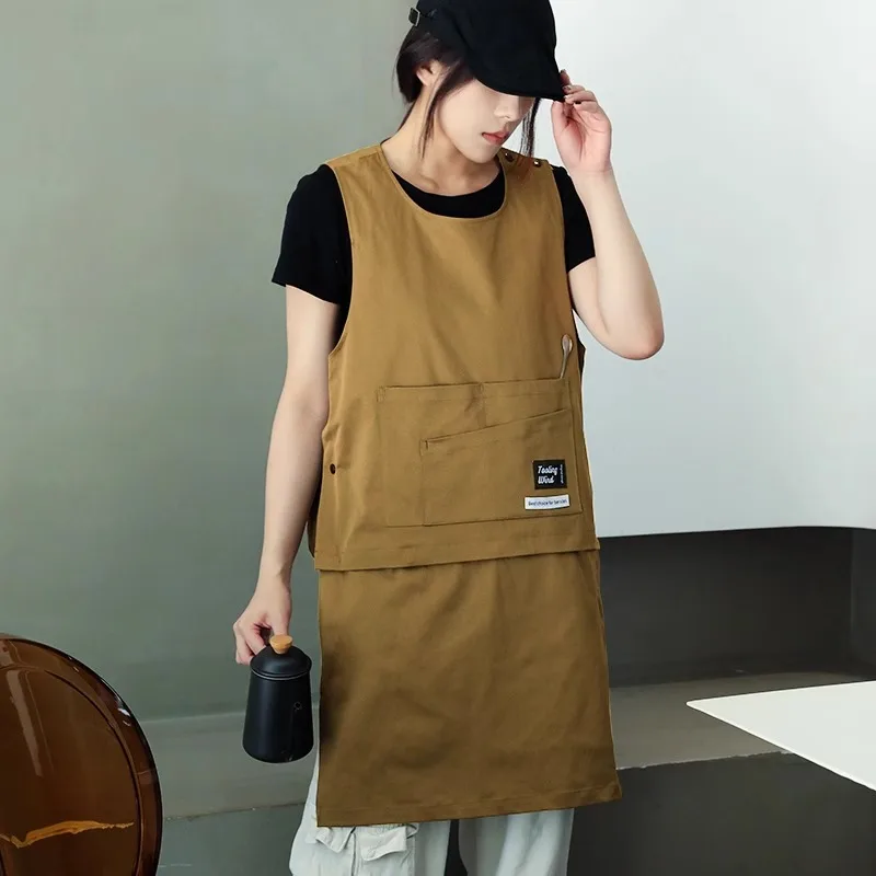 Kitchen Catering Cafe Work Waterproof Apron with Pockets