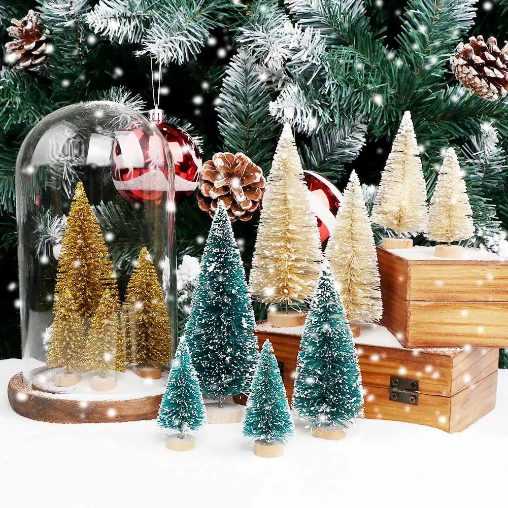 24PCS Mini alberi artificiali per pennelli per bottiglie alberi del