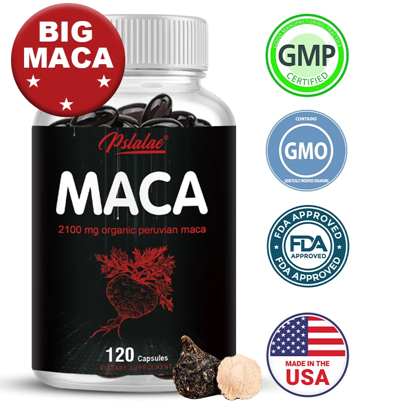

Maca Root Capsules | Black Red Yellow 2100 Mg Black Pepper | Support Mood, Regeneration and Energy Men's Health Supplement