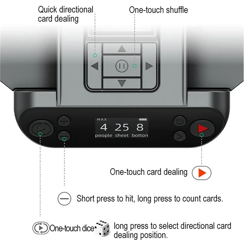 Card Shuffling Tool Fully Automatic Card Shuffler Dispenser Card Dealer Machine Shuffling Dealing Tool Poker Machine OLED LCD Display
