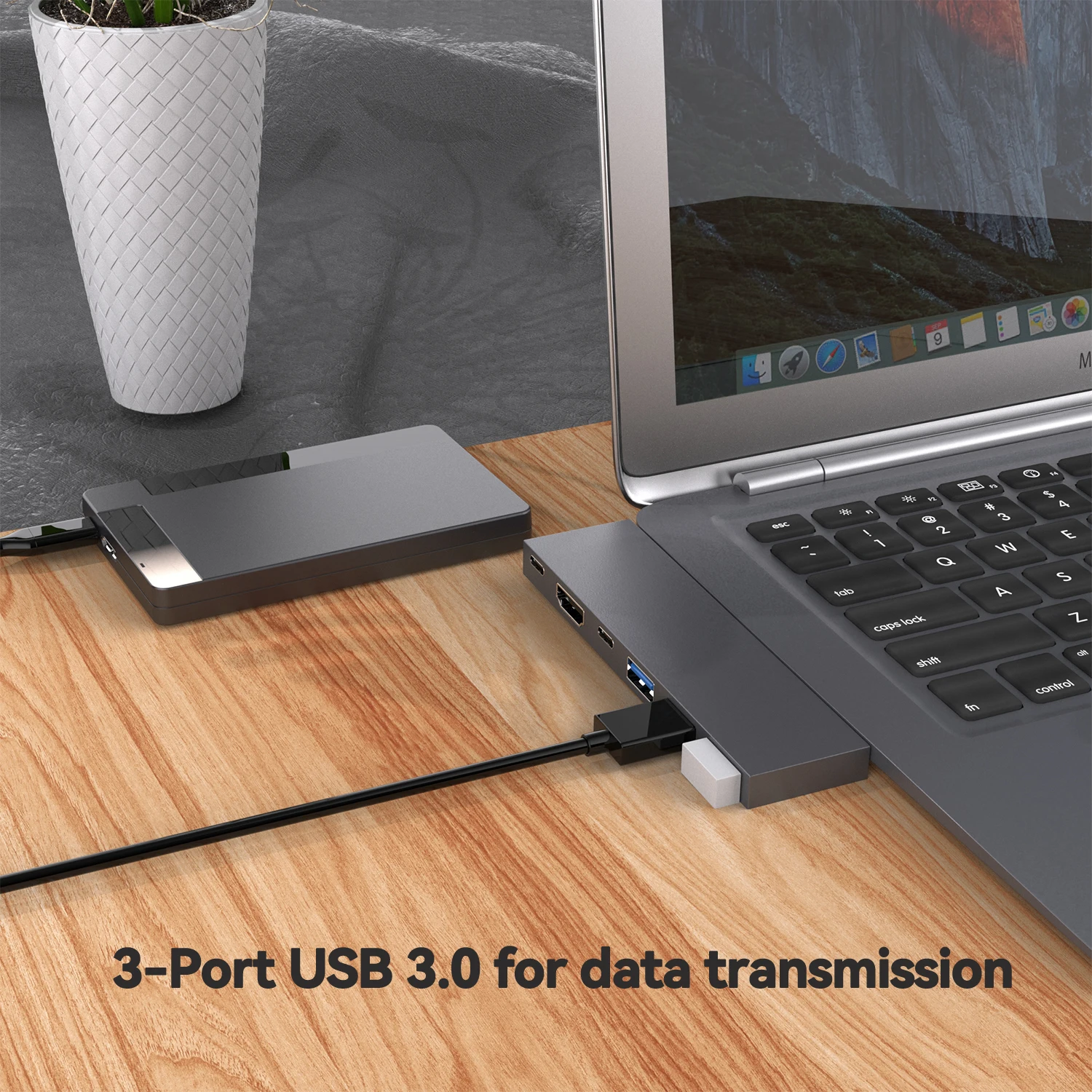 Tebe Dual USB-C Hub 6 IN 2 Type-c to 4K HDMI-Adapter Thunderbol USB C Multi USB 3.0 Fast PD Charging Splitter for Macbook Lenovo 5