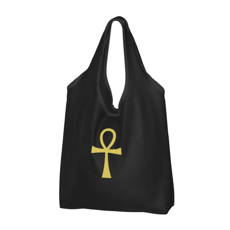 Recycling Ancient Egyptian Symbol Ankh Key Of Live Shopping Women Tote Bag Portable Groceries Shopper Bags