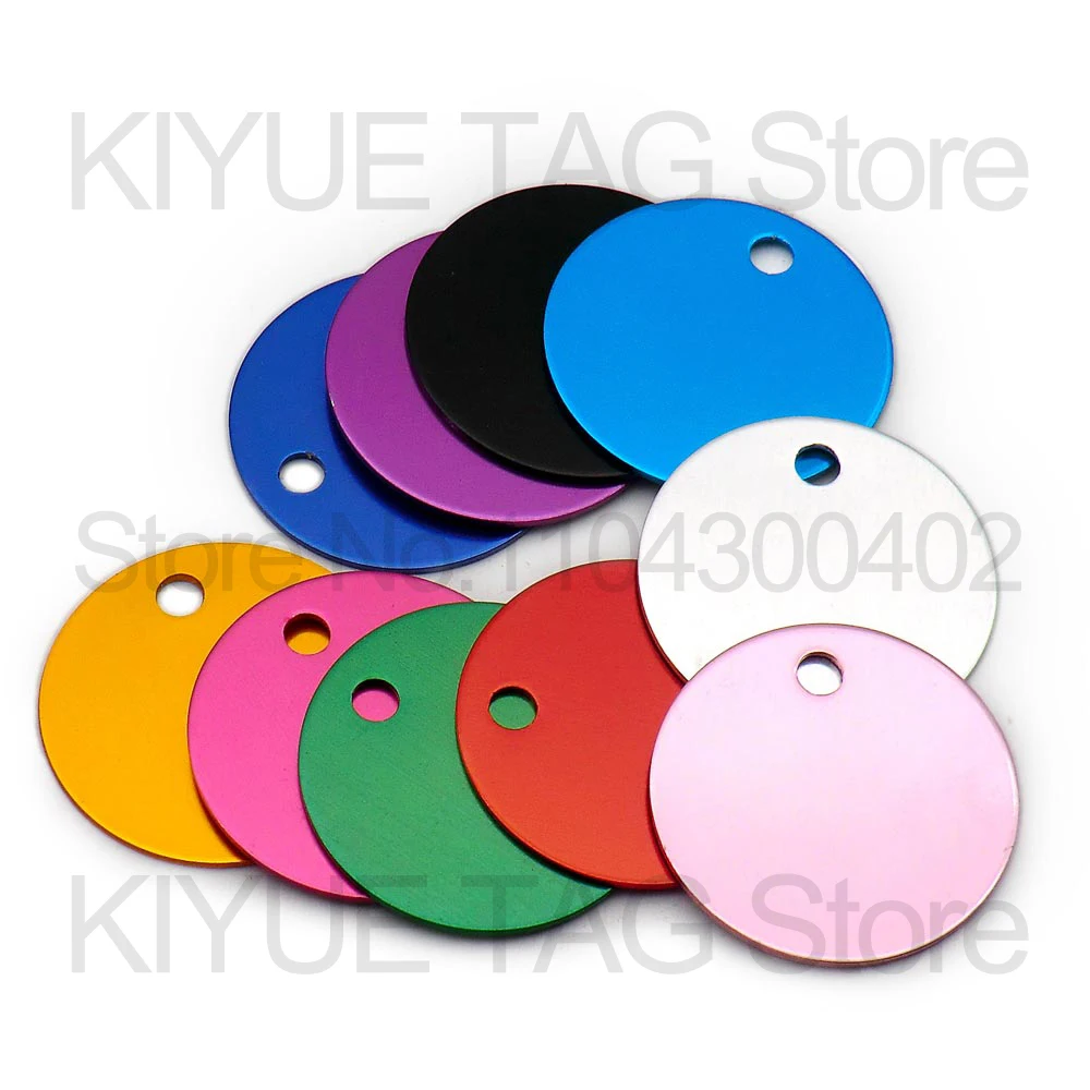 Aluminum Round Dog ID Tags 100Pcs Name Plate Anodizing Label Tags Chain Hanging Keys Personalized Name ID Tag pet id tags dog collar tags pet id medal pendant
