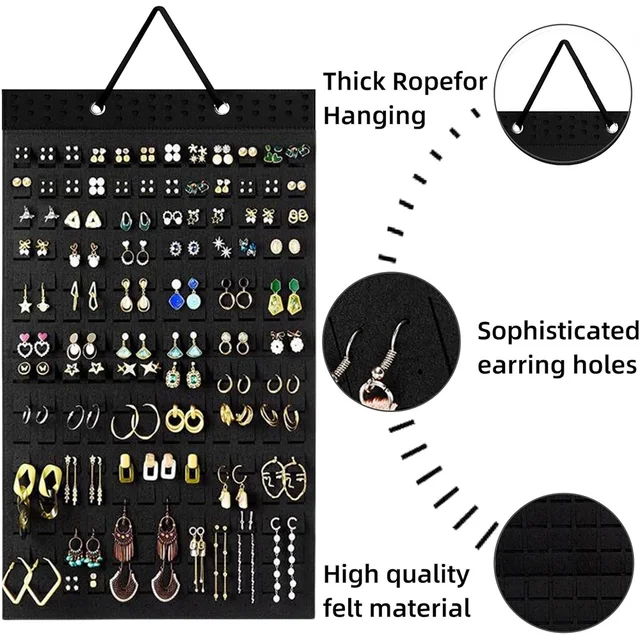 Organisateur de support de boucle d'oreille suspendu, panneau d'affichage de broche avec 150 emplacements pour 300 paires de boucles d'oreilles/épingles, organisateurs de goujons/badges