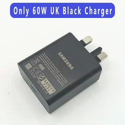 Samsung 60W UK Plug PD Charger - Original Type C Super Fast Charge Adapter - Only UK Plug -Black