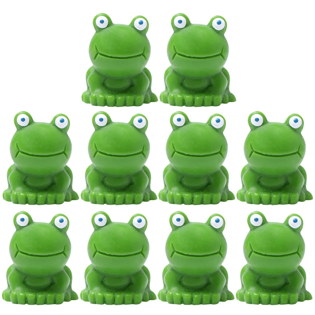 

10pcs Tiny Frogs Statues Adorn Retro Style Decor Moss Landscaping Desktop Supply