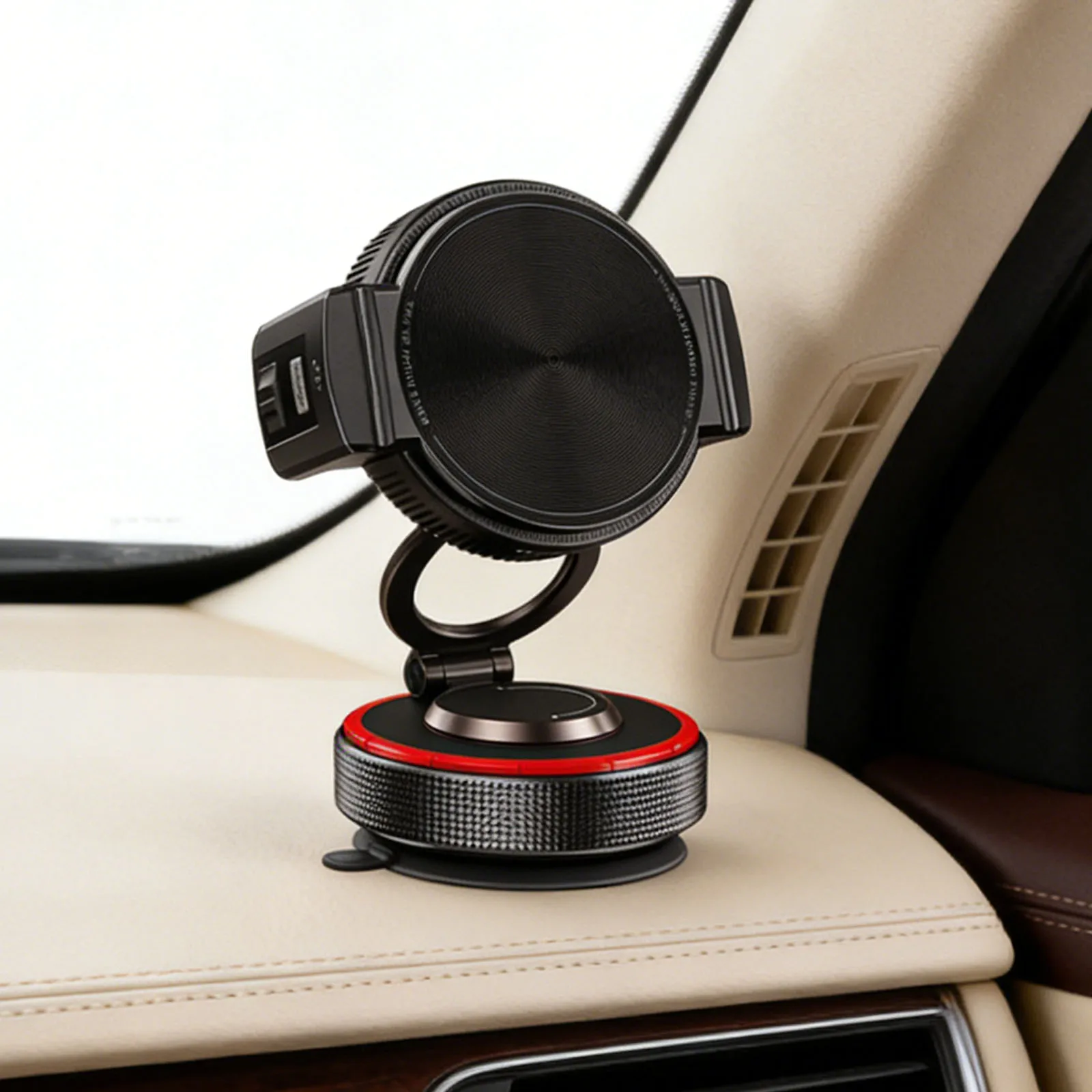 Universal 360° Rotating Magnetic Car Phone Holder with Vacuum Suction and Foldable Stand