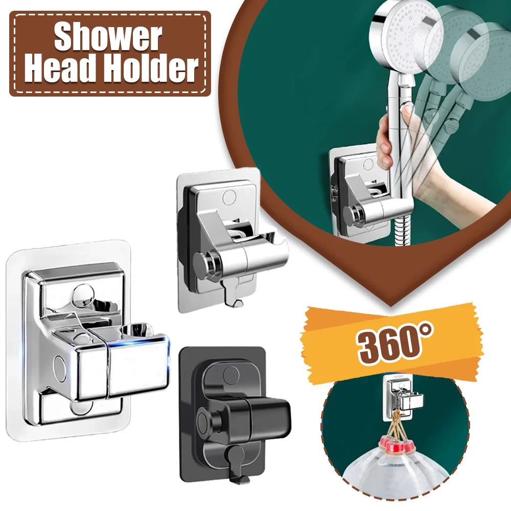 360&deg; Adjustable Shower Head Holder Wall Mounted Shower Holder Self-Adhesive Showerhead Handheld Bracket Bathroom Accessories showerhead holder shower bracket shower holder