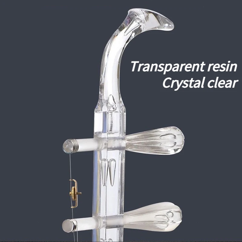 2 Sting Small Erhu LED Crystal Resin Play Urheen Child Beginners Portable Erhu Professional Performance Stringed Instruments
