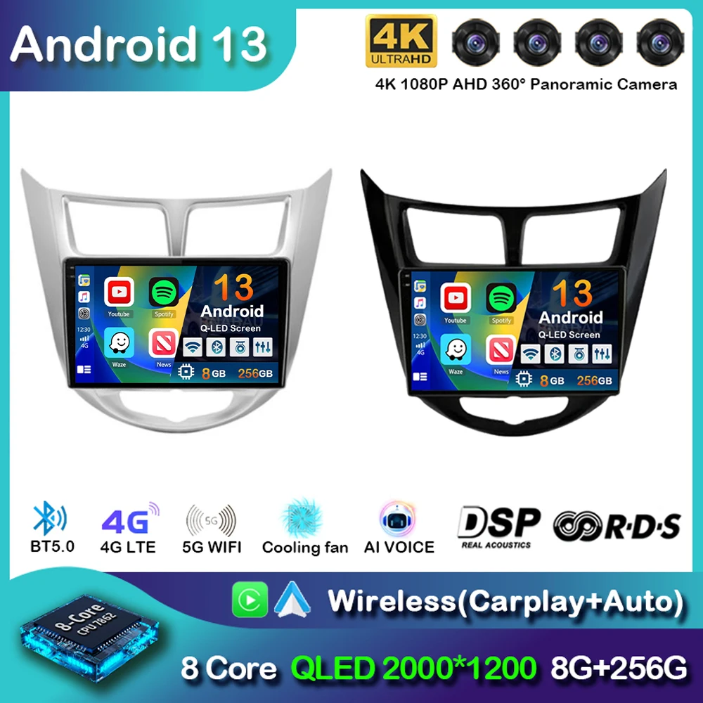 

Автомагнитола на Android 13 для Hyundai Solaris Verna Accent 1 2010-2016 с радио, навигацией, GPS, мультимедийным видеоплеером, 2din, DVD, аудио