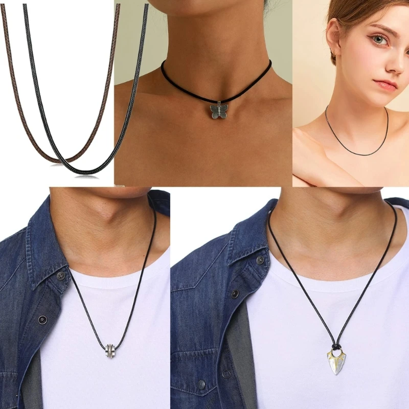 4 pezzi collana/bracciale in ecopelle cordino in pelle a catena