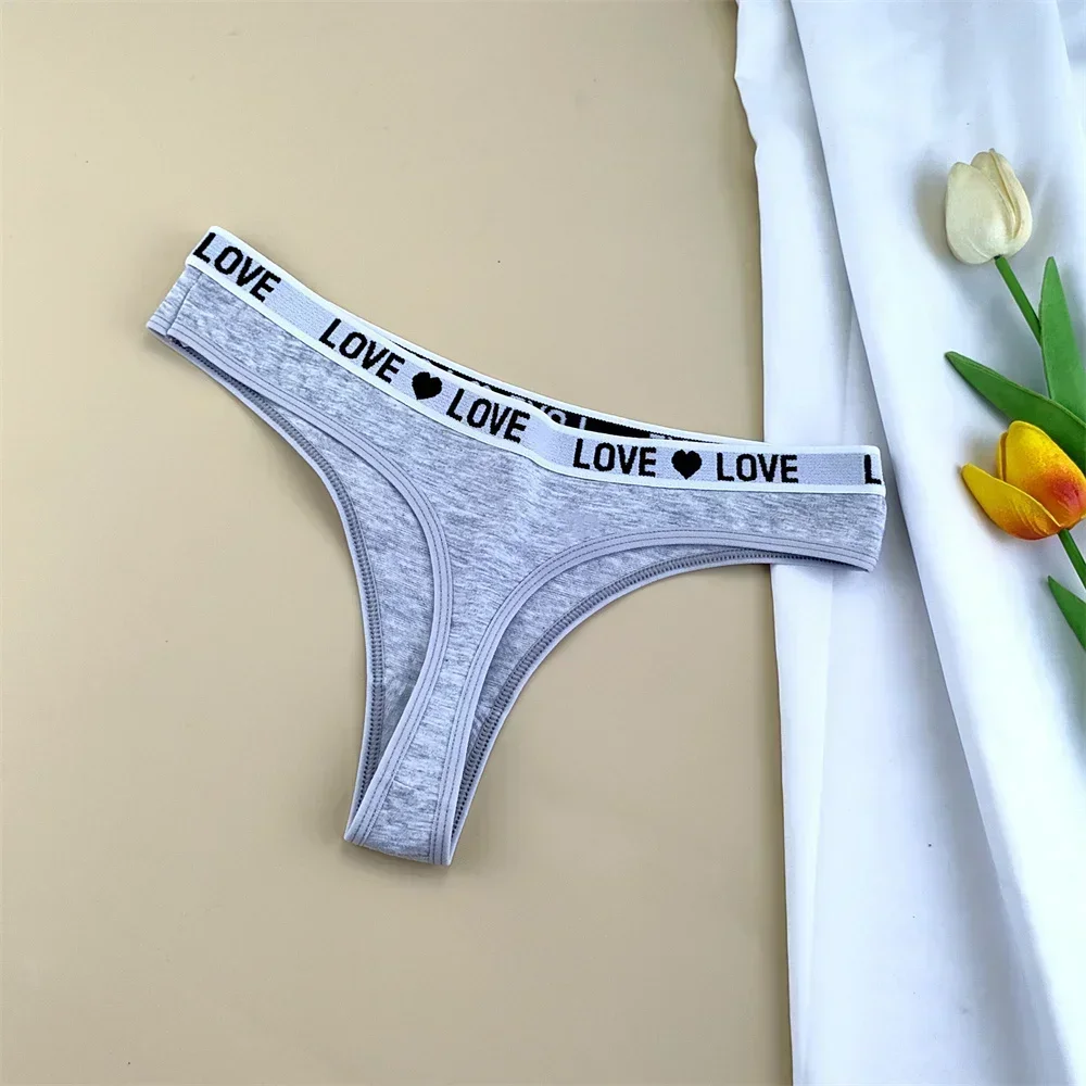 3Pcs "Love" Letters Cotton Thong Sexy Ladies Panties Women's G-string Underwear Sexy Yoga Fitness T Pants - Image 5