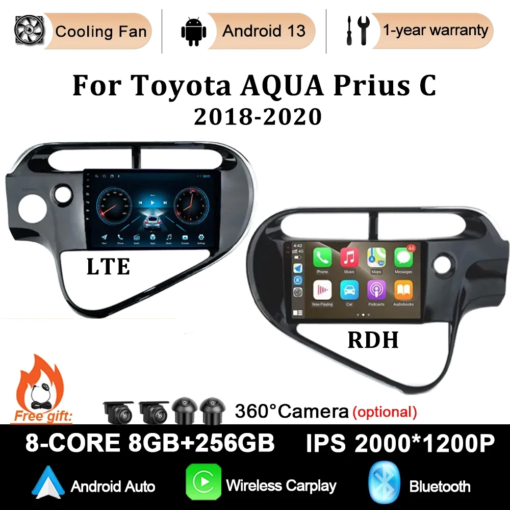 

Car Radio For Toyota AQUA Prius C 2018-2020 Multimedia Player Carplay Stereo GPS DVD Auto radio 4G WIFI Android 13 Navigator