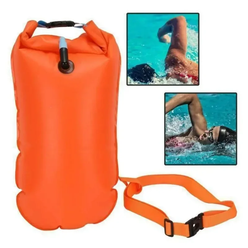 Swimming Buoy Inflatable Open Swimming Buoy Tow Float Dry Bag Double Air Bag Waist Belt Water Sport Swimming Storage Float Tools