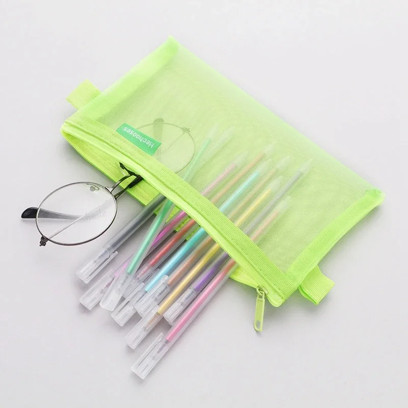 1pc Transparent Fashion Pencil Case Bag Capacity Leather Student Exam Organizer Pencil Case Stationery Pen pencil cases