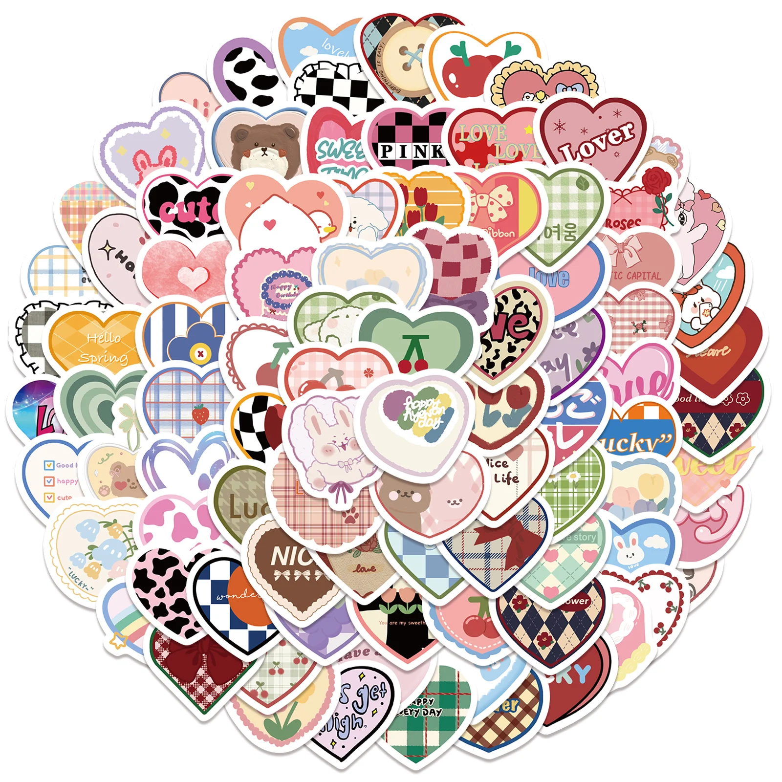 100cs Korean Style Sweat Heart Stickers graffiti Sticker for Girls DIY Luggage Laptop Motorcycle Sticker waterproof luggage stickers 50pcs love heart stickers self adhesive decals for diy laptop scrapbook notebook strong stickiness