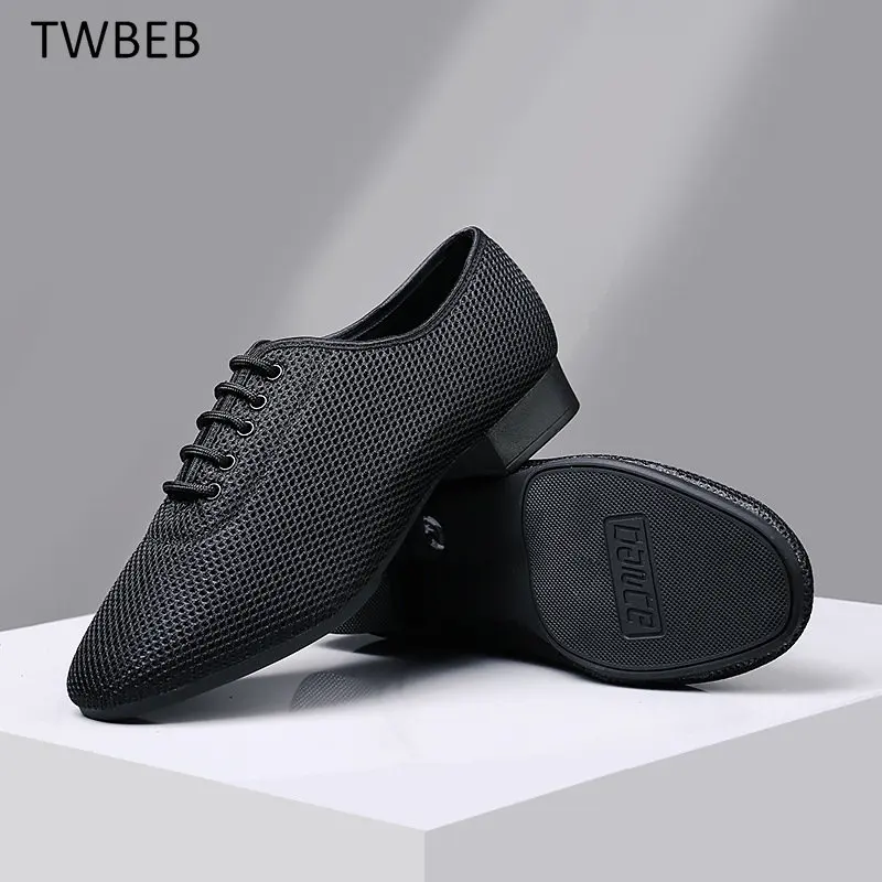 Ballroom Shoe Men Standard Dance Shoes Breathable Mesh Lowheel Practice Competition Men's