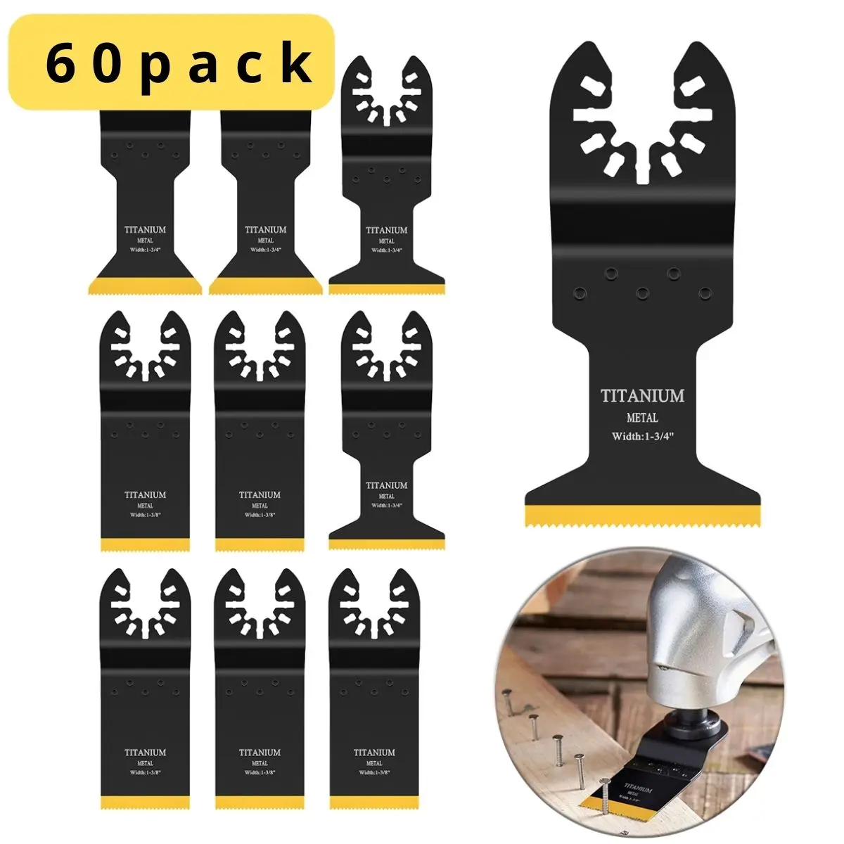 60 PACK Titanium Oscillating Blades Multitool Oscillating Saw Blades