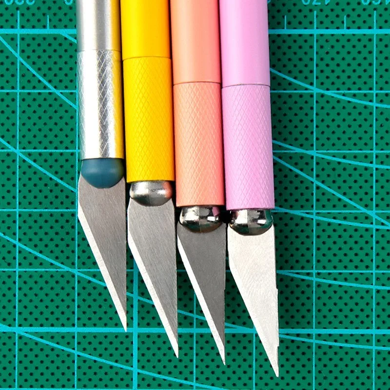 멀티 컬러 조각 커터, 1pc 블레이드, 미끄럼 방지 나이프, 금속 메스 조각, 과자 도구, 공예 케이크 과일 도구