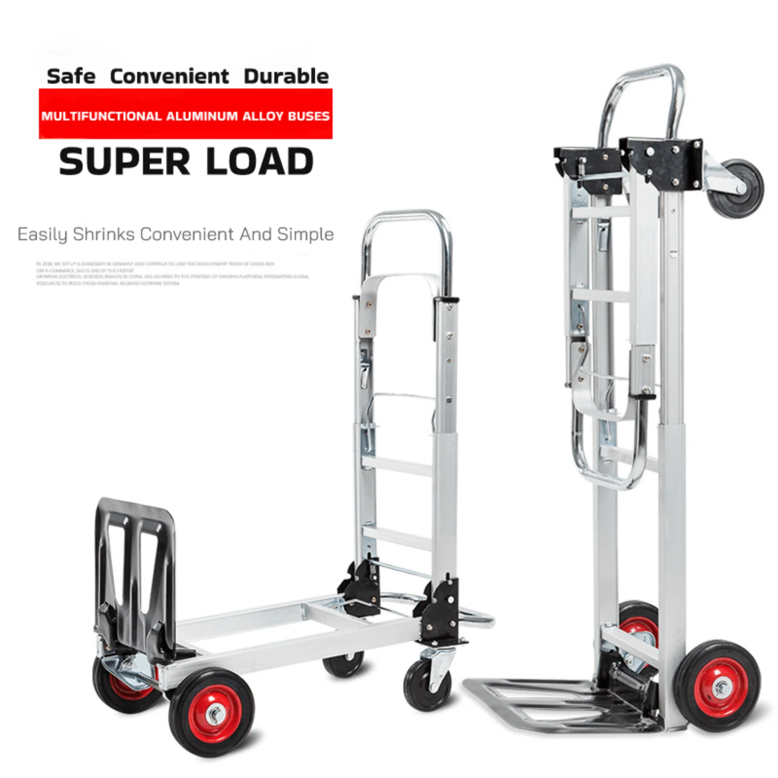 Folding Hand Truck Cart Logistics Trolley Portable Trolley Foldable Telescopic Multifunctional Aluminum Alloy Flatbed