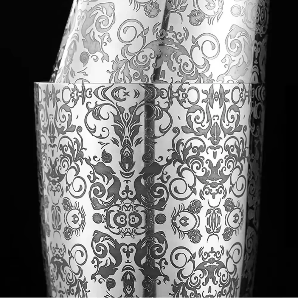 Etched Boston Cocktail Shaker Bar Tins Stainless Steel Bartender Kit Engraved Mixing Shaker Set Bar Tools